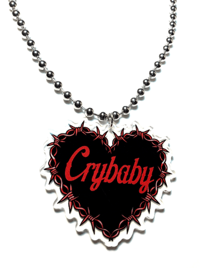 Image of Crybaby Barbed Wire Heart Ball-Chain Necklace