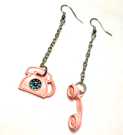 Image of Pink Telephone Chain Earrings