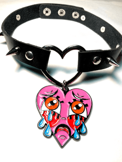 Image of Crybaby Heart Ring Studded Choker