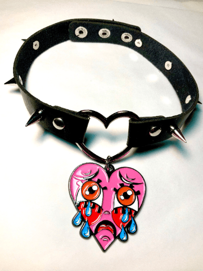 Image of Crybaby Heart Ring Studded Choker