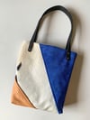 COLLAGE LEATHER TOTE - BLUE