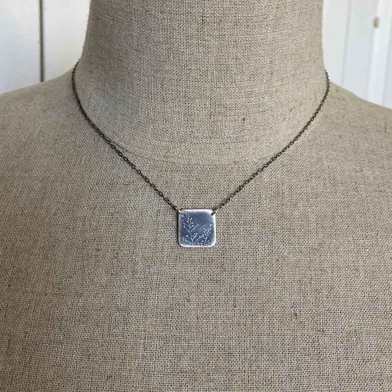 Sterling Silver Square Prairie Flower Necklace Image 5