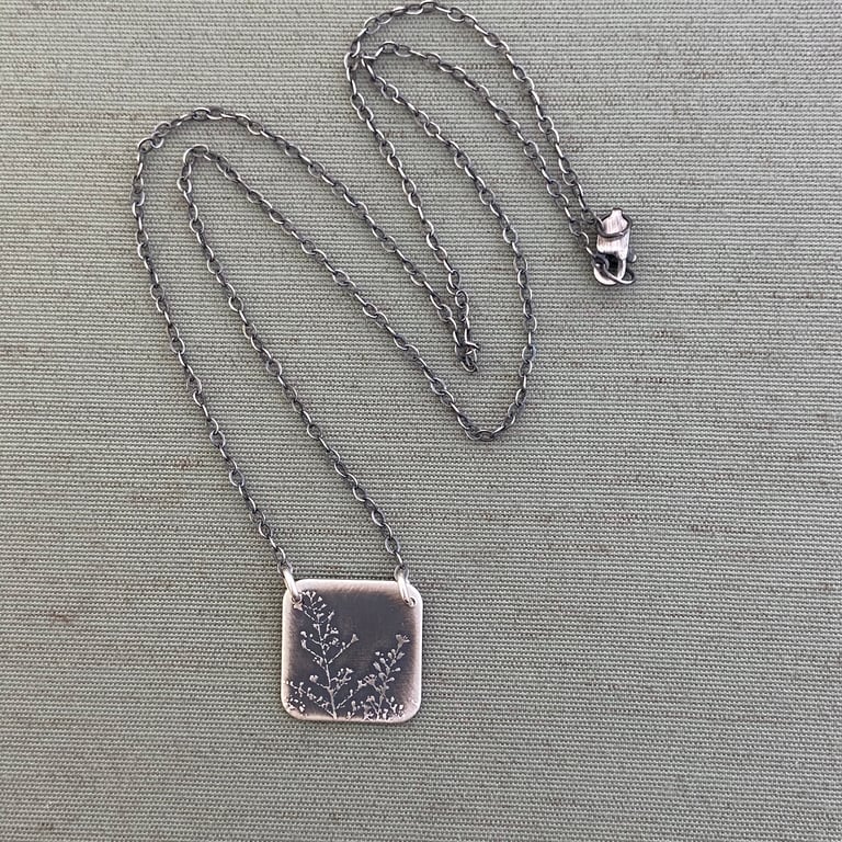 Sterling Silver Square Prairie Flower Necklace Image 4