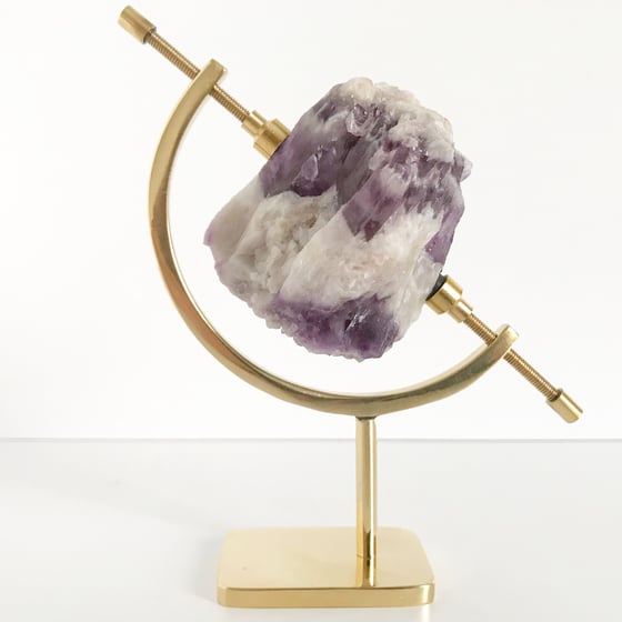 Image of Chevron Amethyst no.33 + Brass Arc Stand