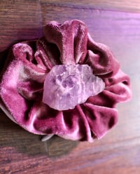 Image 1 of Wildflower Crystal Stash Scrunchie w/ Amethyst chunk
