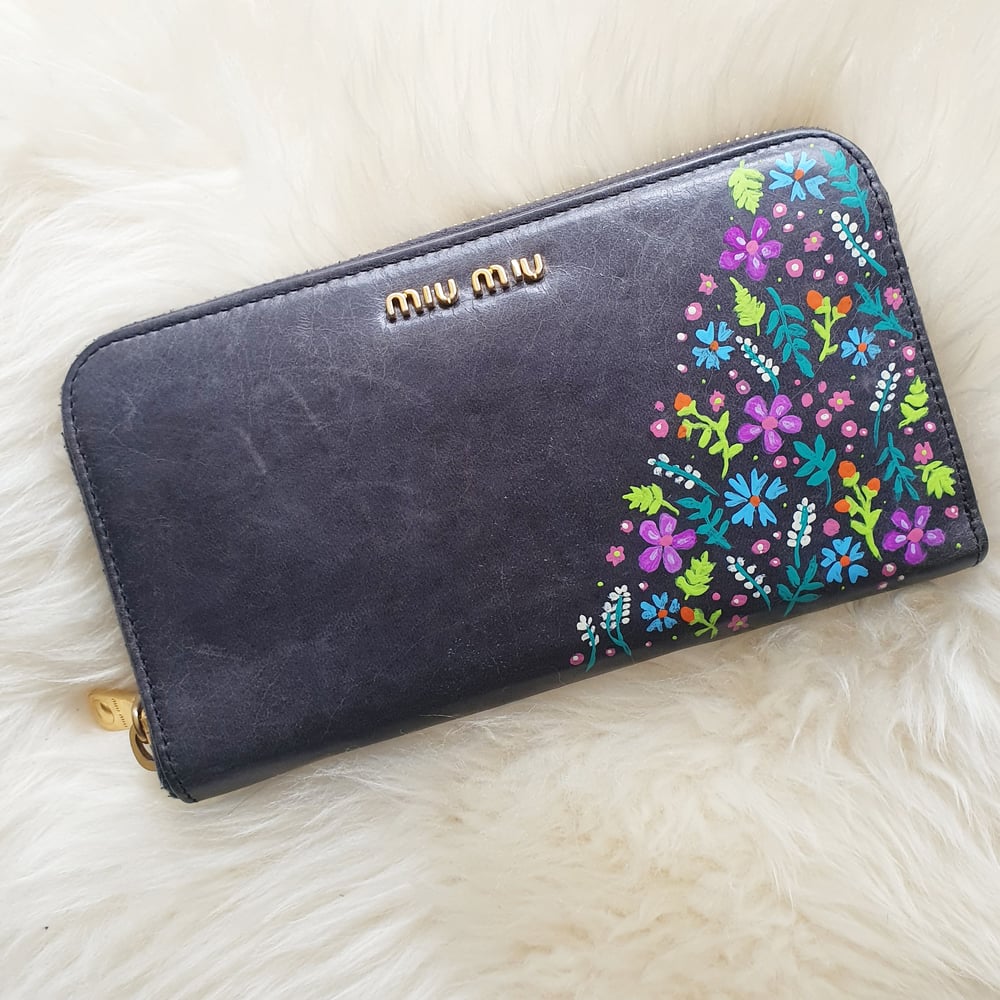 Hand Painted Miu Miu Zip Around Wallet