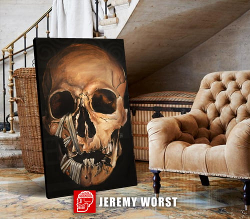 Image of JEREMY WORST Skull 2015 Canvas print skulls zombie mummy  Artwork Signed Print poster