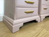 Image 4 of Stag Chest Of Drawers and Bedside Table painted in dusty pink with gold handles