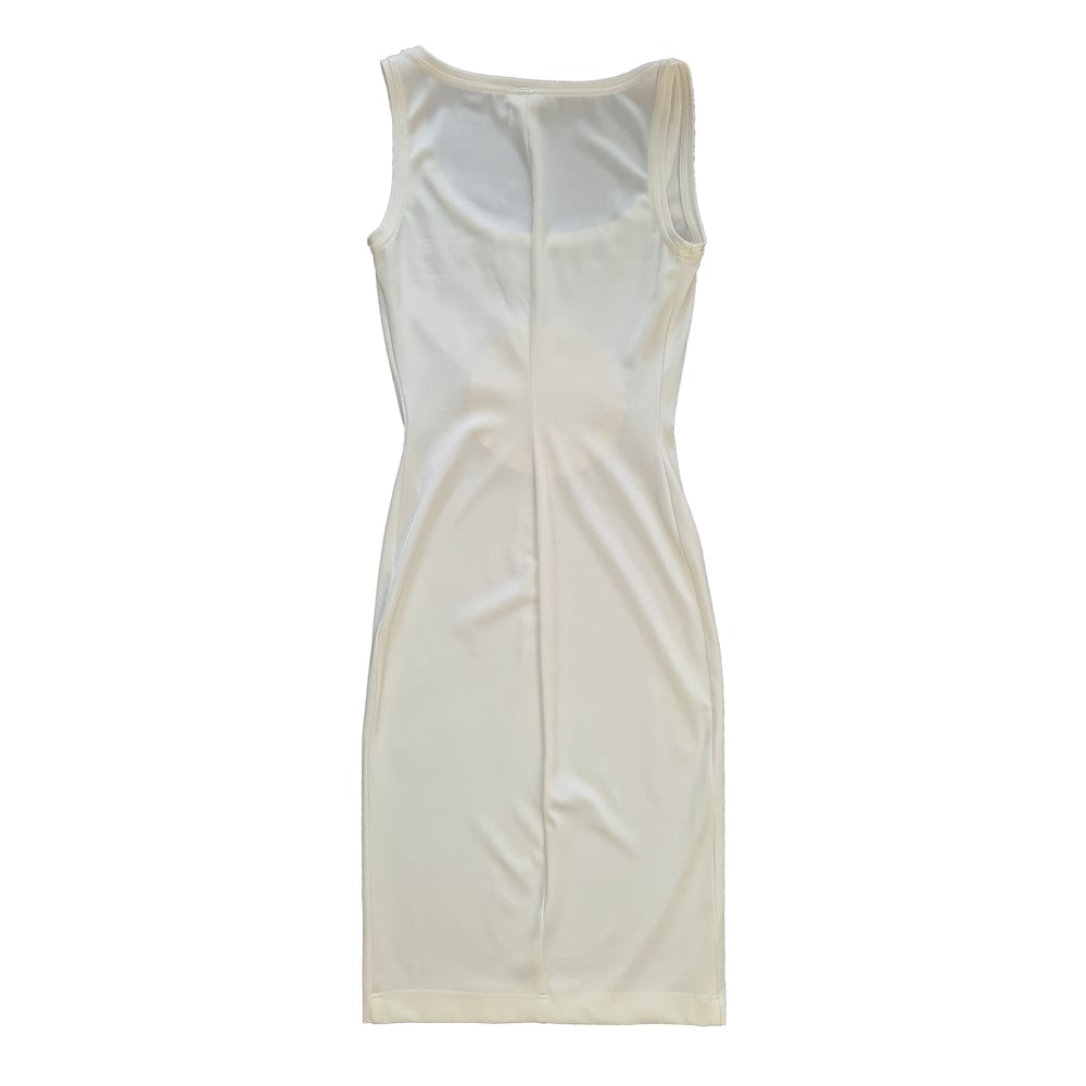 Image of Gianni Versace Ivory Bodycon Medusa Logo Dress