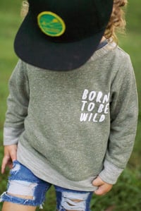 Image 1 of BORN TO BE WILD MELANGE PULLOVER (OLIVE GREEN)