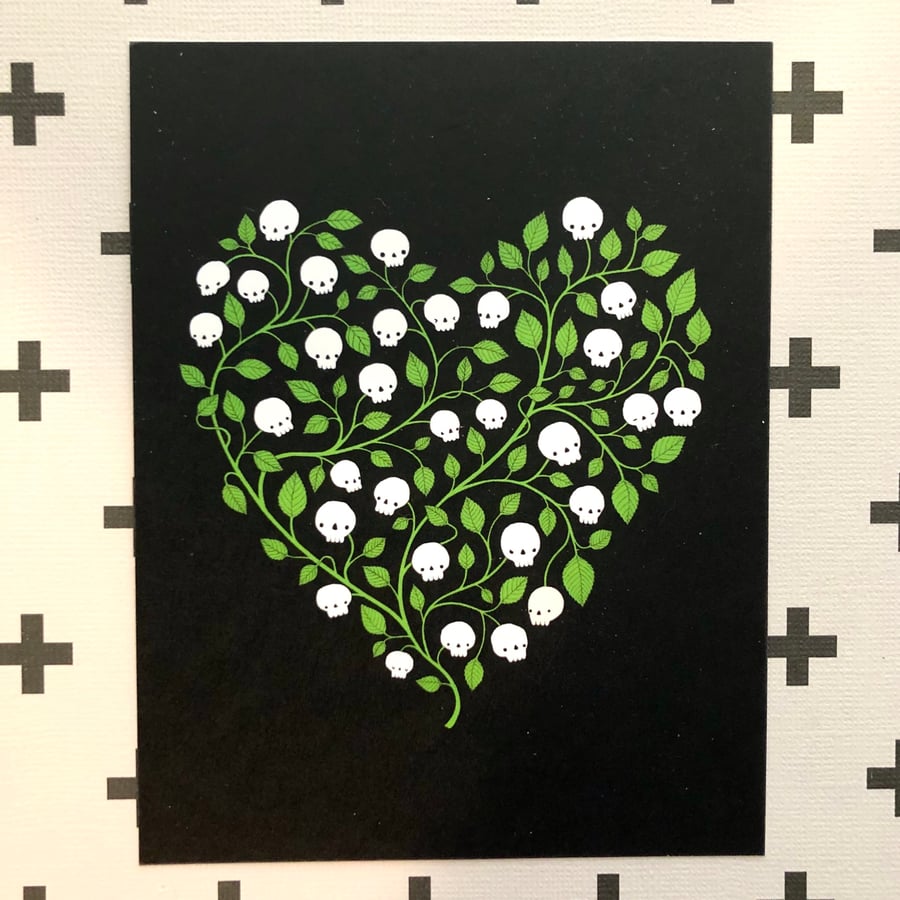 Image of skull heart postcards