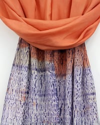 Image 2 of Woodgrain Shibori Pattern - botanical silk scarf