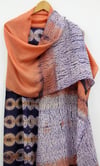 Woodgrain Shibori Pattern - botanical silk scarf