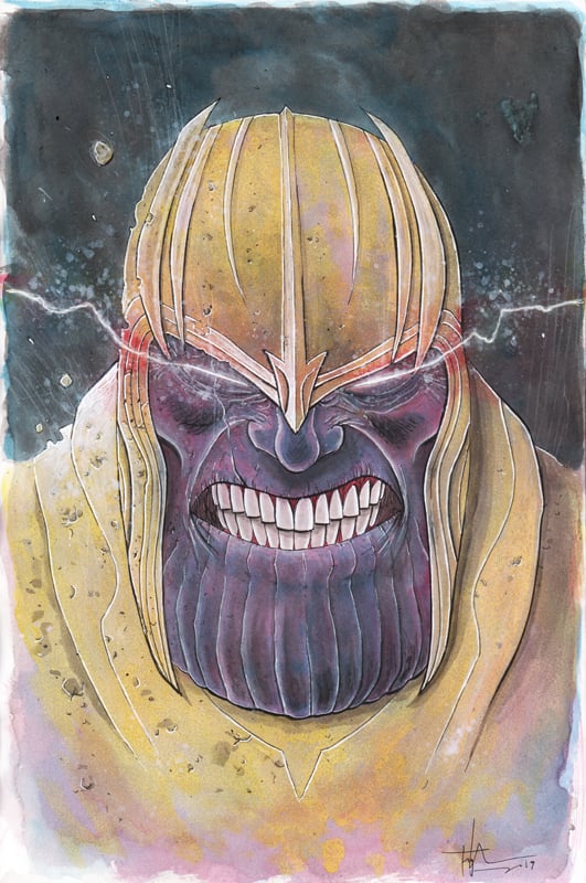 Image of THANOS 11x17 PAINTING
