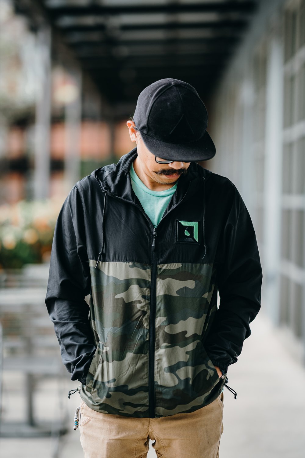 Image of LocalThreads - Lightweight Full-Zip Windbreaker w/LT 3-D Puff Patch - Black /Forest Camo