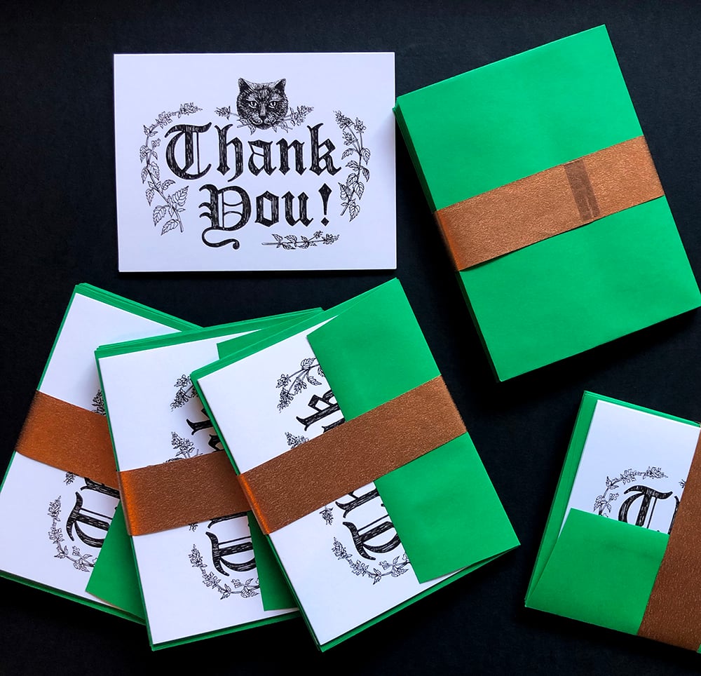 Image of Black Cat Thank You Cards, Set of 6