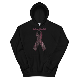Image of Real Men Wear Pink Breast Cancer Hoodie in Black and Charcoal