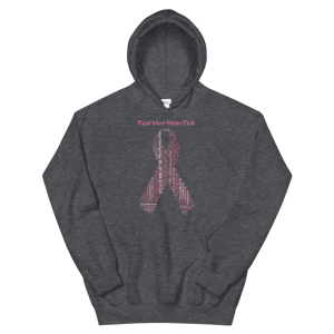 Image of Real Men Wear Pink Breast Cancer Hoodie in Black and Charcoal