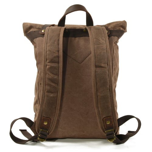 Image of Handmade Waxed Canvas Leather Backpack Rucksack Travel Backpack MC9505