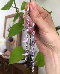 Image 4 of BARBED WIRE LONG DROP EARRINGS  
