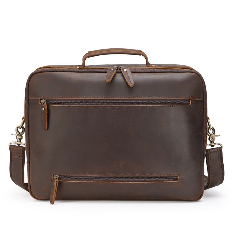 Handmade Full Grain Leather Briefcase, 15.6'' Laptop Bag, Business