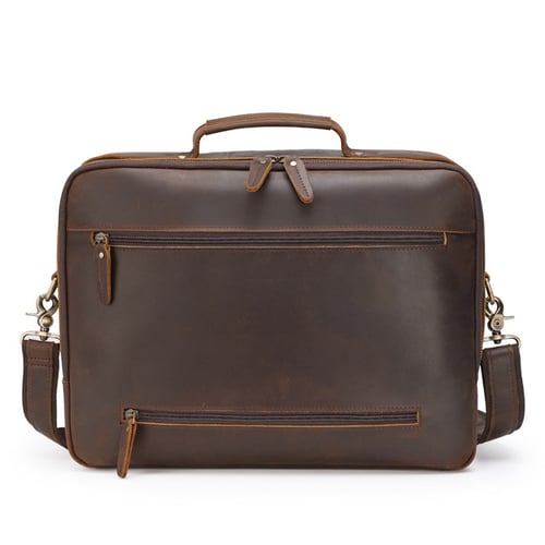 Handmade Full Grain Leather Briefcase, 15.6'' Laptop Bag, Business ...