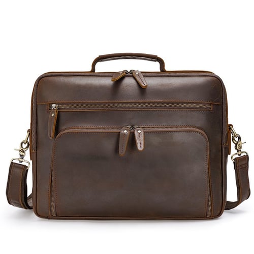 Image of Handmade Full Grain Leather Briefcase, 15.6'' Laptop Bag, Business Handbag CN1488