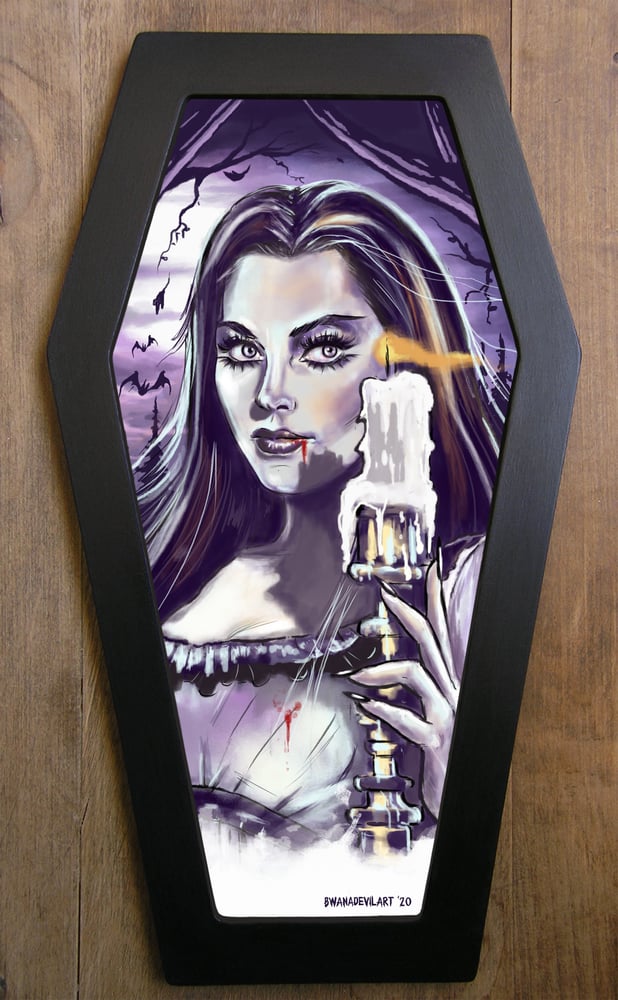 Image of Lily Munster Coffin Framed Art Print