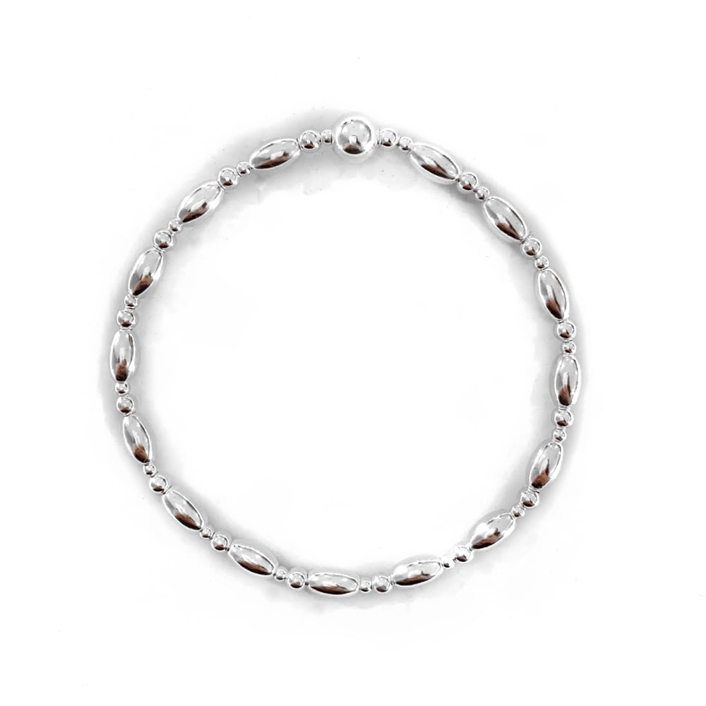 Image of Sterling Silver Oval Bead Stacking Bracelet 
