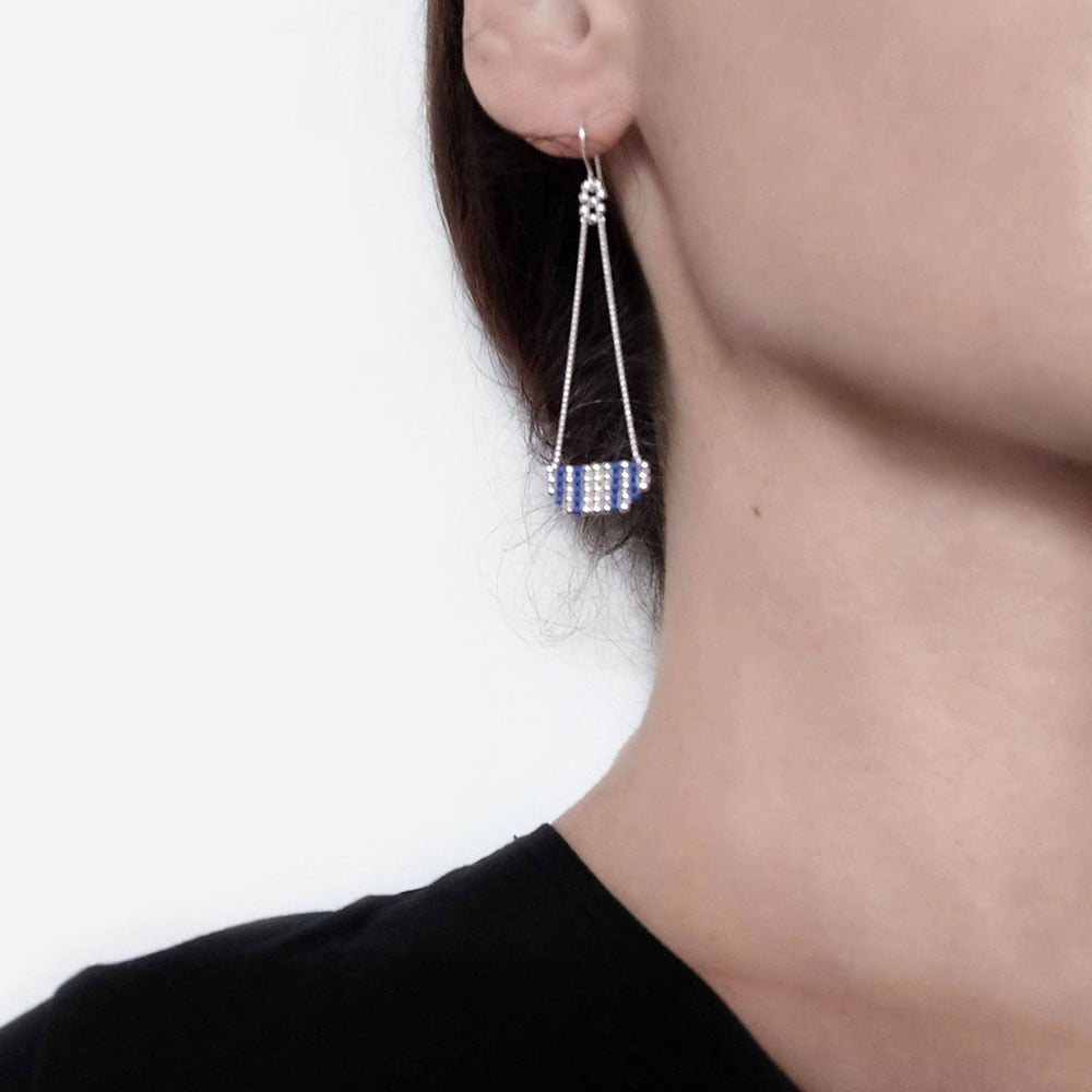 Image of Boucles d'oreilles pendantes Gris "Inca"