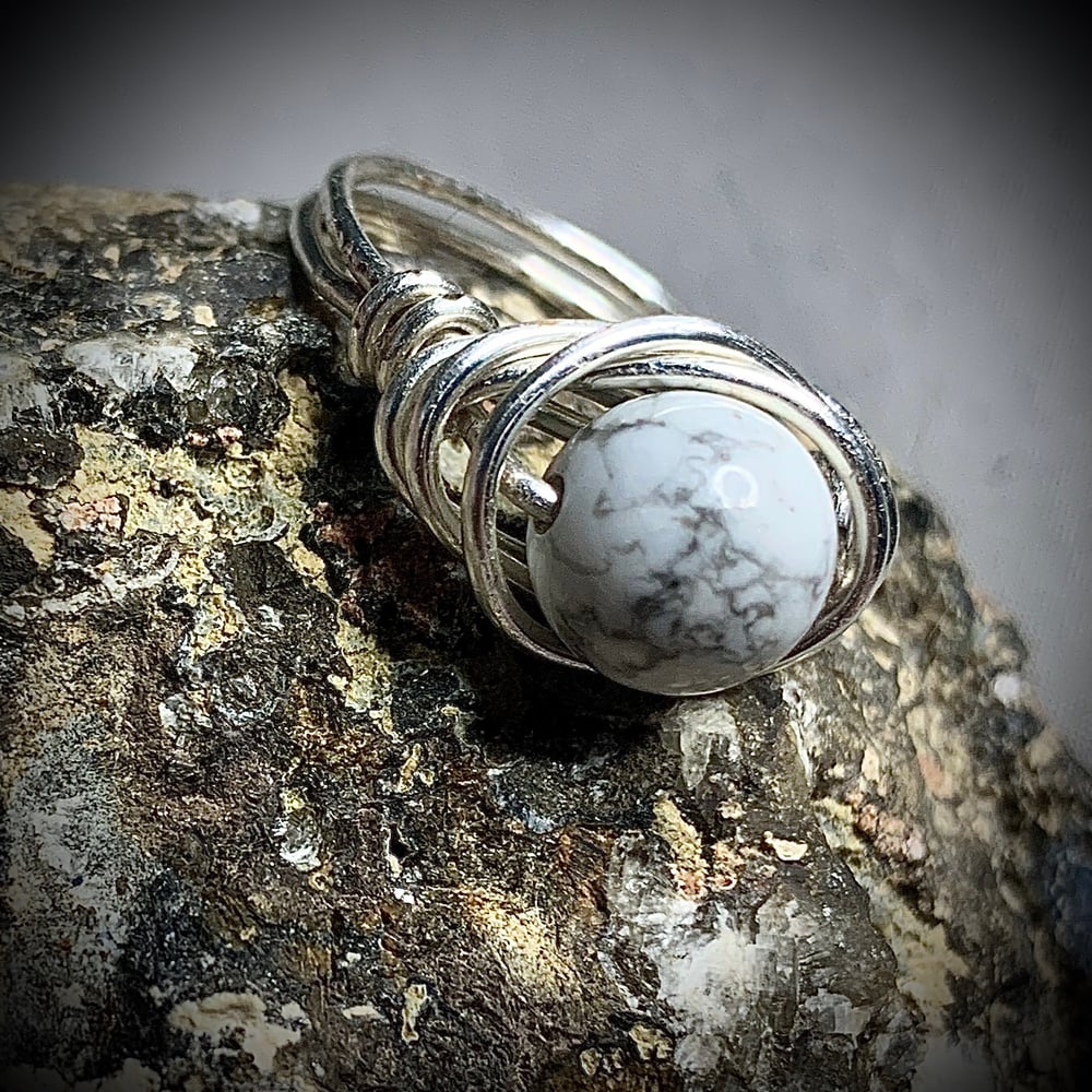 Image of 8mm White Howlite Ring