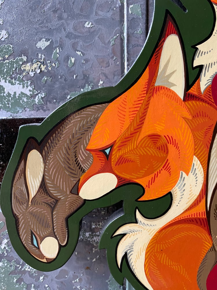 Image of Fox Fleur de Lis - Original Cutout Painting