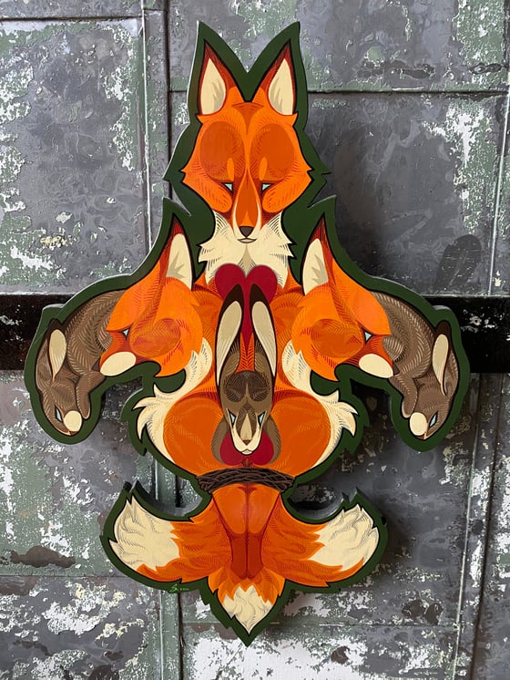 Image of Fox Fleur de Lis - Original Cutout Painting