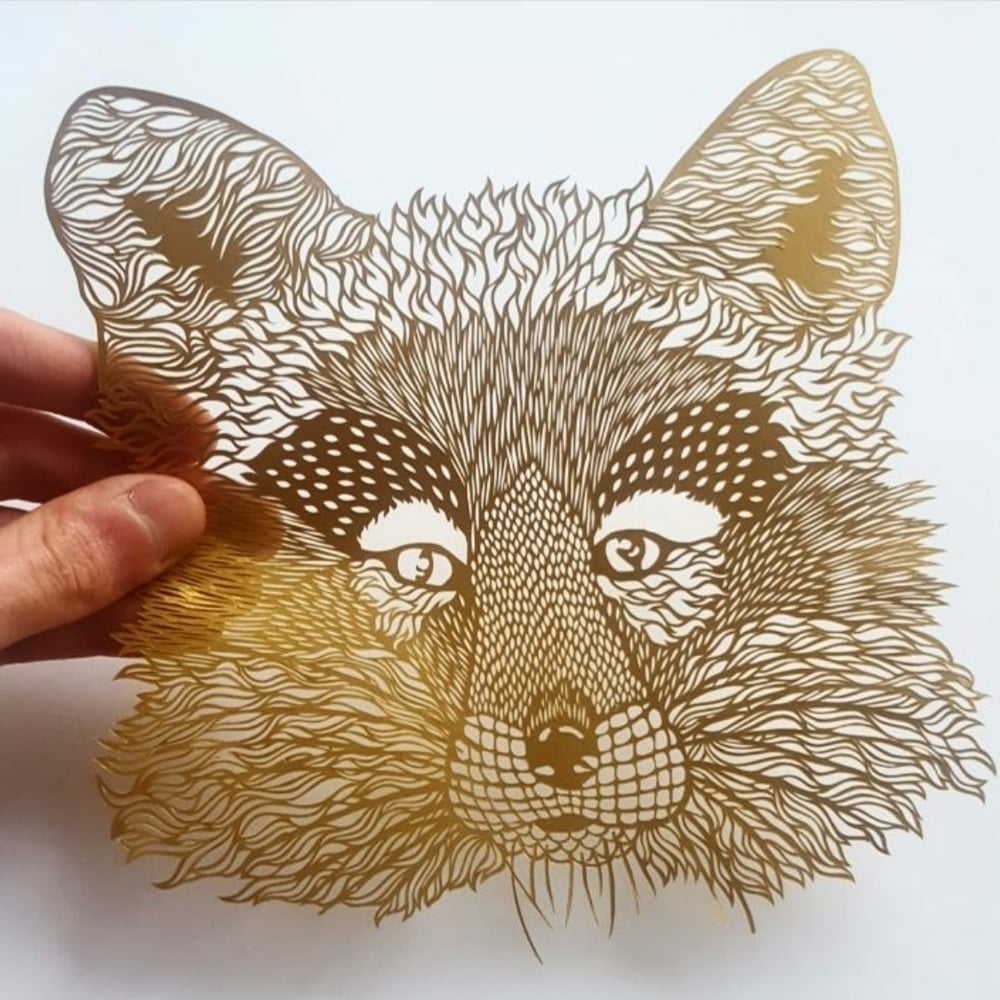 Image of Framed Fox Paper Cutting