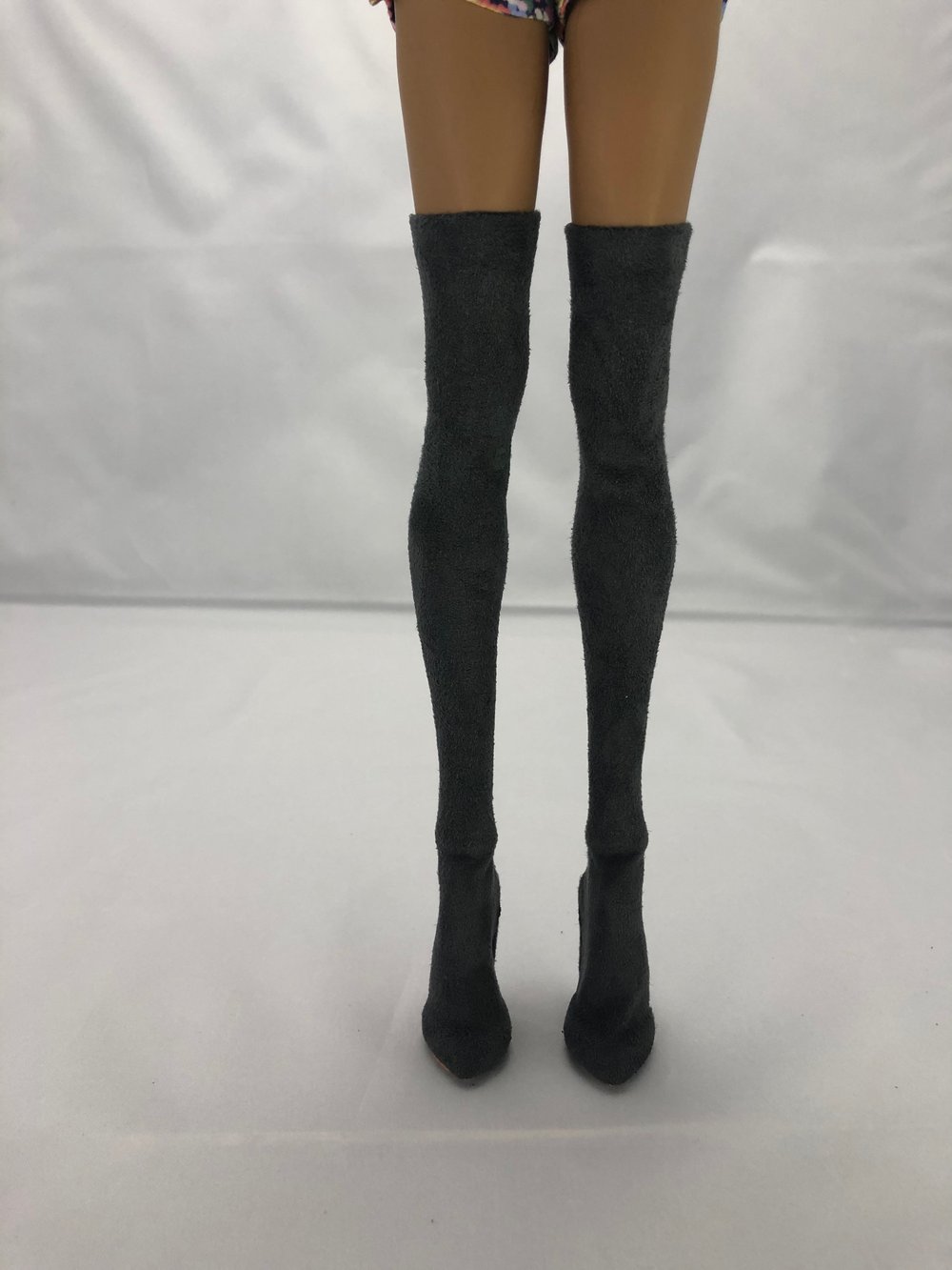 Gray Suede Thigh High Boots: Pidgin Doll  P1