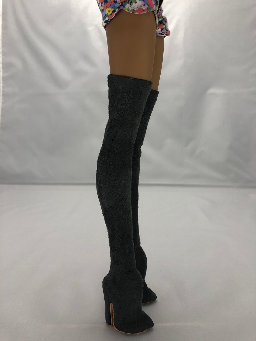 Gray Suede Thigh High Boots: Pidgin Doll  P1