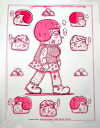 Image 1 of Pink Smoking Nancy Misprinted Screen Print With Drawing