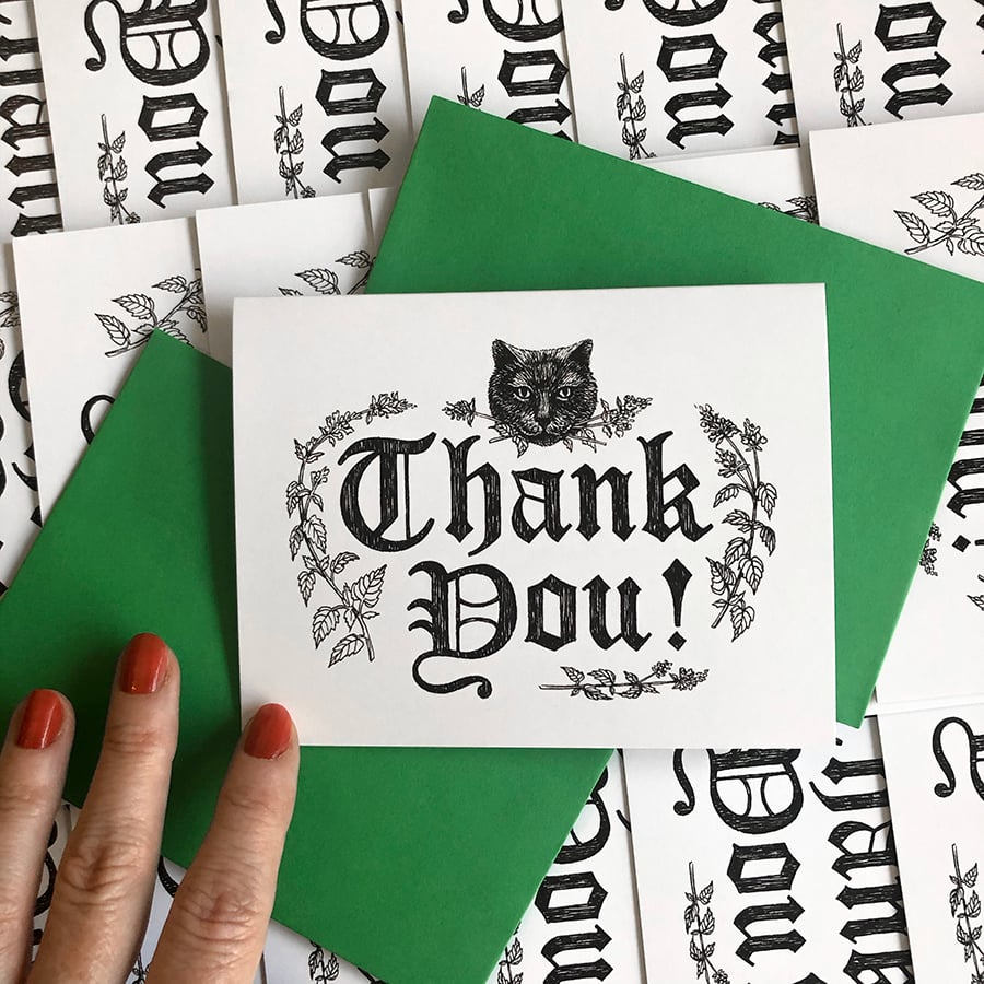 Image of Black Cat Thank You Card