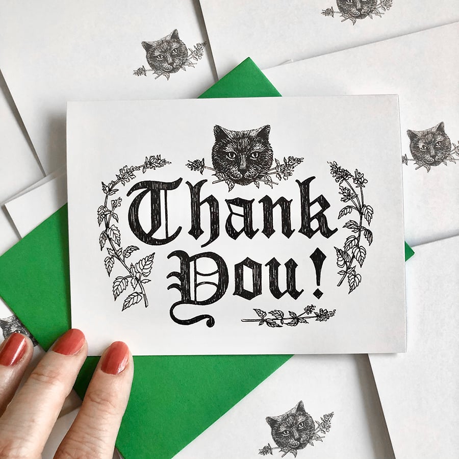 Image of Black Cat Thank You Card