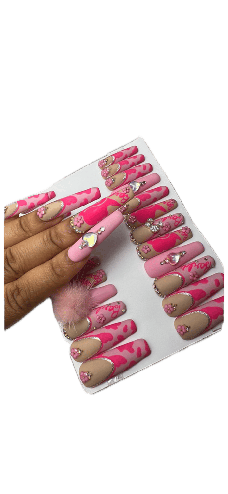 Image of Barbie 20 piece hard gel press on nail set