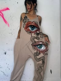 Image 3 of “WAVY EYES” CUSTOM HAND PAINTED BAGGY ROMPER LARGE