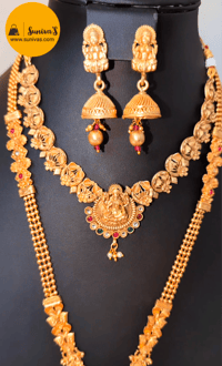 Image 2 of Shreesha_ Short Temple Jewelry Necklace Set Featuring Goddess Laxmi 