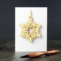 Christmas Card with Woodcut Snowflake Decoration