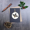 Christmas Card with Woodcut Holly Decoration