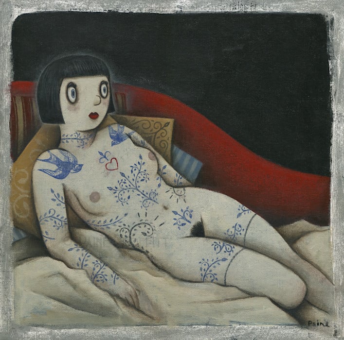 Image of Reclining Nude With Tattoos