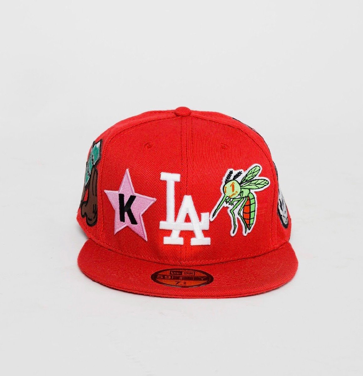 Red PatchWork LA Fitted Hat