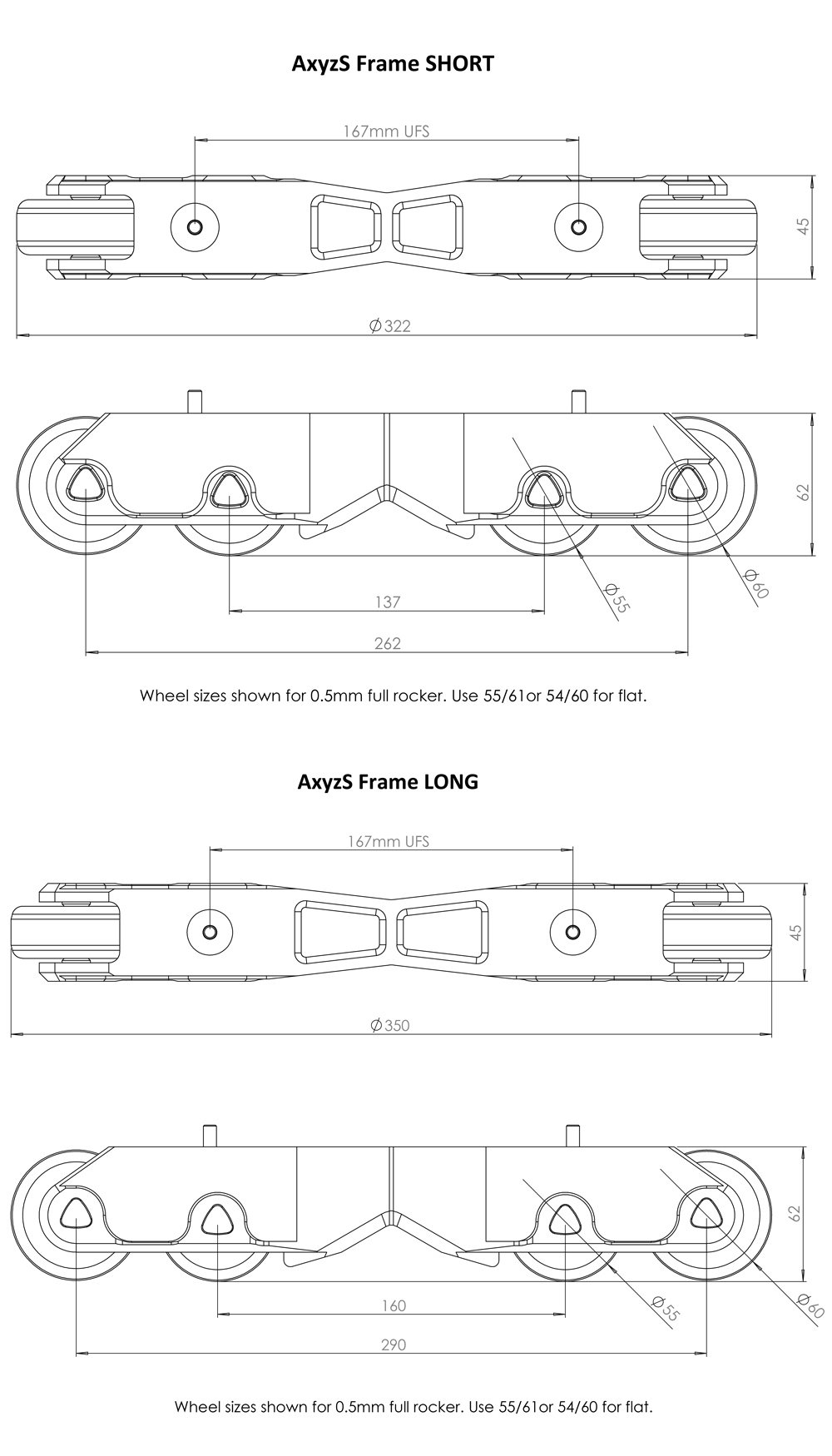 AxyzS Rockered Flat Frames