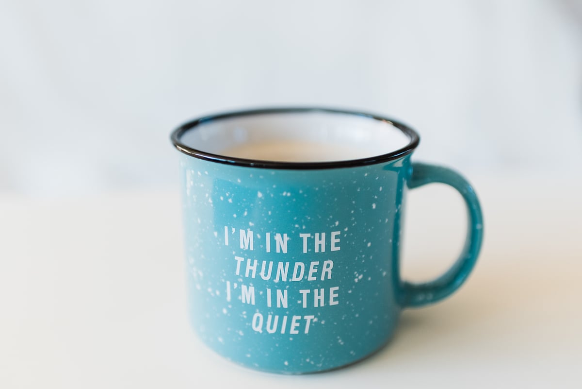 Image of 'I'm in the Thunder, I'm in the Quiet' Camping Mug