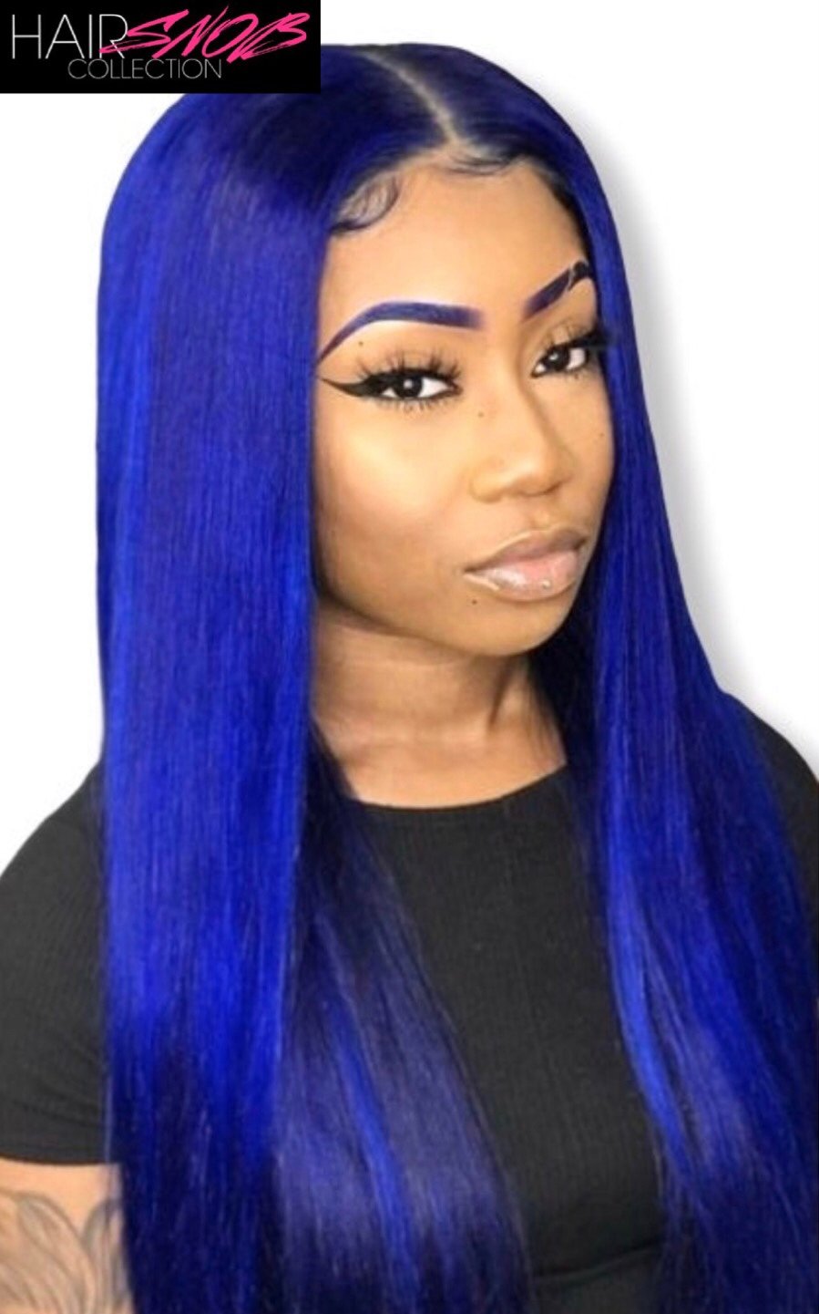 blue straight wig