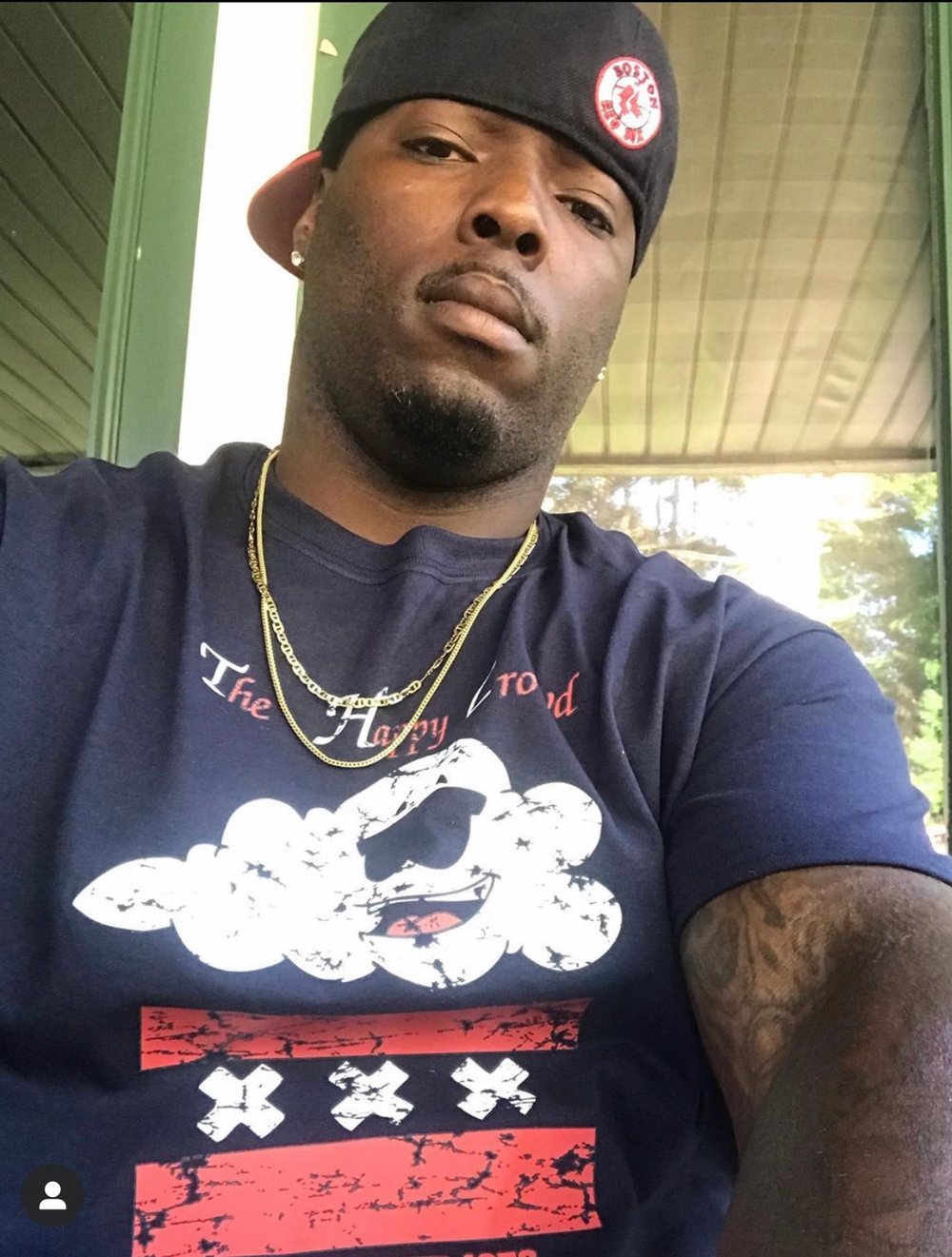 Image of 'The navy blue Happy Crowd' classic logo Tee